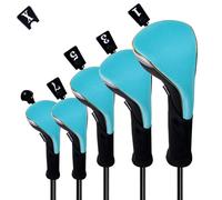 Andux 5Pcs/set Gold Golf 460cc Driver Fairway Woods Hybrids Club Head Covers MT/ZH15