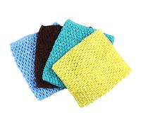 Andux 6 Inch Assorted Colors Baby Girl Crochet Tutu Tube Tops Chest Wrap Wide Crochet Headbands ETMX-01 (Light Yellow+Brown+Blue+Lake Blue;4PCS;6inch)