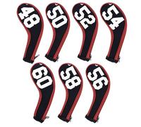 Andux 7Pack Golf Wedge Club Head Covers Long Neck Zipper | Degree NO. on both Sides | Number Print | Coloured Piping | Left and Right Hand | all the Same Size