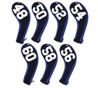 Andux 7Pack Golf Wedge Irons Club Head Covers Degree NO. on both Sides Long Neck with Zipper Black/blue