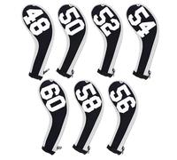 Andux 7Pack Golf Wedge Irons Club Head Covers Degree NO. on both Sides Long Neck with Zipper Black/white