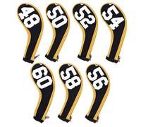 Andux 7Pack Golf Wedge Irons Club Head Covers Degree NO. on both Sides Long Neck with Zipper Black/yellow