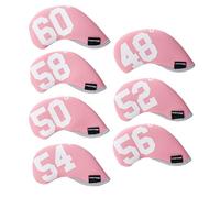 Andux 7pcs/Set Golf Wedge Irons Club Head Covers with Degree NO. on both Sides MT/W10 Pink