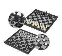 Andux Foldable Magnetic Two-in-one Chess Board Game Set, Chess and Checkers CXYXQ-01 (L)