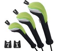Andux Golf 460cc Driver Fairway Wood Club Head Covers Black/Green Extra Long Neck 3pcs/Set