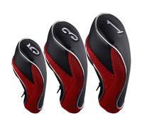 Andux Golf 460cc Driver Fairway Wood Club Head Covers with Zipper Closure Set of 3 Red