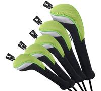 Andux Golf Fairway Wood Club Head Covers 460cc Driver Extra Long Neck 5pcs/Set Green