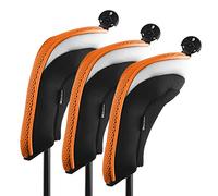 Andux Golf Hybrid Club Head Covers Short Neck Pack of 3 Orange