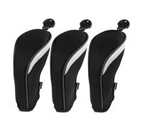 Andux Golf Hybrid Club Head Covers Short Neck with Dial No. Tag Pack of 3 Black