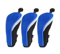 Andux Golf Hybrid Club Head Covers Short Neck with Dial No. Tag Pack of 3 Blue