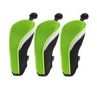 Andux Golf Hybrid Club Head Covers Short Neck with Dial No. Tag Pack of 3 Green