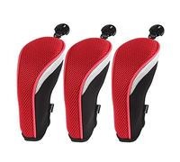 Andux Golf Hybrid Club Head Covers Short Neck with Dial No. Tag Pack of 3 Red