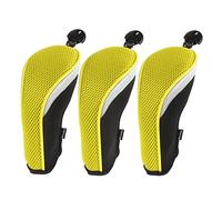 Andux Golf Hybrid Club Head Covers Short Neck with Dial No. Tag Pack of 3 Yellow