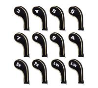 Andux Golf Iron Club Head Covers Long Neck 12pcs/Set Black/Black