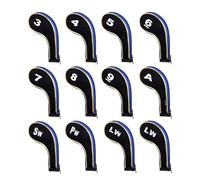 Andux Golf Iron Club Head Covers Long Neck 12pcs/Set Black/blue