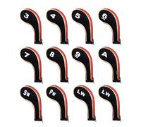 Andux Golf Iron Club Head Covers Long Neck 12pcs/Set Black/Red