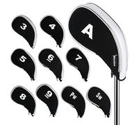 Andux Golf Iron Wedge Club Head Covers with Zipper 10pcs/Set Black/white