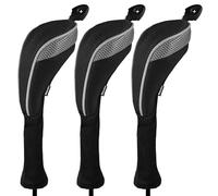 Andux Long Neck Golf Hybrid Club Head Covers with Dial No. Tag CTMT-01 (Black/Grey,3pcs)