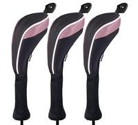 Andux Long Neck Golf Hybrid Club Head Covers with Dial No. Tag CTMT-01 (Black/Pink,3pcs)