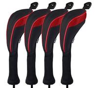 Andux Long Neck Golf Hybrid Club Head Covers with Dial No. Tag CTMT-01 (Black/Red,4pcs)