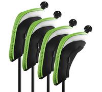 Andux Mesh Golf Hybrid Club Head Covers Short Neck with Dial No. Tags 4Pcs Green