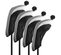 Andux Mesh Golf Hybrid Club Head Covers Short Neck with Dial No. Tags 4Pcs Grey