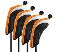 Andux Mesh Golf Hybrid Club Head Covers Short Neck with Dial No. Tags 4Pcs Orange