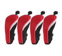 Andux Mesh Golf Hybrid Club Head Covers Short Neck with Dial No. Tags 4Pcs Red