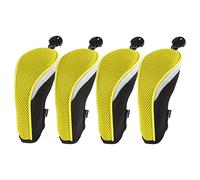 Andux Mesh Golf Hybrid Club Head Covers Short Neck with Dial No. Tags 4Pcs Yellow