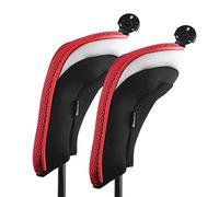 Andux Mesh Golf Hybrid Club Head Covers Short Neck with Dial NO. Tags Red, 2pcs