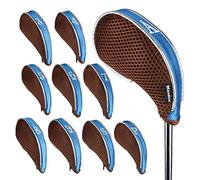 Andux Mesh Golf Iron Club Head Covers with Zipper 10pcs/Set Coffee/blue