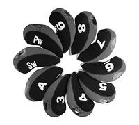 Andux Number Print Golf Iron Club Head Covers 10pcs/Set Black/grey