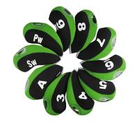 Andux Number Print Golf Iron Club Head Covers 10pcs/Set Black/lime green