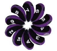 Andux Number Print Golf Iron Club Head Covers 10pcs/Set Black/Purple