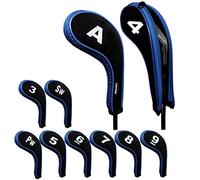 Andux Number Print Golf Iron Club Head Covers with Zipper RH 10pcs/set Black/blue