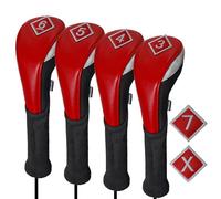 Andux PU Golf Hybrid Club Head Covers with Dial No. Tag Long Neck 4pcs/set CTMT-04 Red