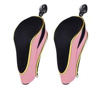 Andux Zipper Closure Gold Golf Hybrid Club Head Covers with Dial No. Tag 2pcs/Set MT/HY16 (Pink)