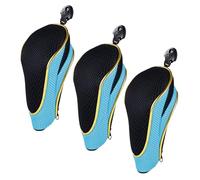 Andux Zipper Closure Gold Golf Hybrid Club Head Covers with Dial No. Tag 3pcs/Set MT/HY17 (Light blue)