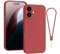 Andwing For iPhone 16 Plus Case,Silicone Case Soft Ultra Phone Case Slim Protective Shockproof Cover Scratch-Resistant Microfiber Lining, 6.7" Camellia red