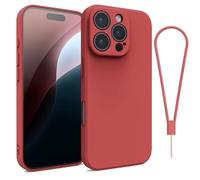 Andwing For iPhone 16 Pro Case,Silicone Case Soft Ultra For iPhone 16 Pro Phone Case Slim Protective Shockproof Cover Scratch-Resistant Microfiber Lining, 6.3" Camellia red