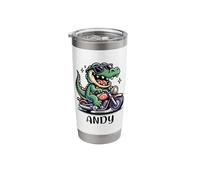 Andy Fun Alligator Motorcycle Design for Boys Name Andy Stainless Steel Insulated Tumbler