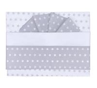 Andy & Helen 3 Piece Maxi Cot Bed Set Flat Sheet + Duvet Cover + Pillowcase Stars Grey