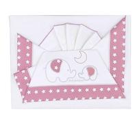 ANDY & HELEN® 3-Piece Set of Top Sheet, Fitted Sheet and Pillowcase, 100% Cotton, Pink