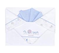 ANDY & HELEN Complete 3 Piece Cot Bed Sheet Embroidered + Elastic Bottom Sheet and Pillow Case Suitable for Cots, Carrycot and Pram, Light Blue