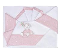 Andy&Helen Complete 3 Piece Embroidered Cot Sheet + Elastic Bottom Sheet and Pillow Case Fits Maxi Cribs, Next to Me, Side Bed