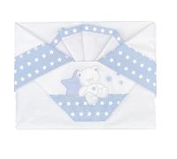 Andy & Helen Complete 3 Piece Embroidered Cot Sheet + Elastic Bottom Sheet and Pillowcase Fits Maxi Cribs, Next to Me, Side Bed, Light Blue