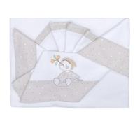 ANDY & HELEN Complete 3 Piece Embroidered Cot Sheet + Elastic Bottom Sheet and Pillowcase Fits Maxi Cribs, Next to Me, Side Bed, Cream