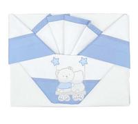 Andy & Helen - Complete Sheet Set for Maxi Crib/Side Bed/Next to Me Embroidered + Bottom Sheet with Elastic Bands and Pillowcase, Light Blue.
