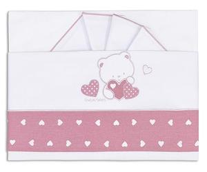 Andy&Helen MAXI Cot Sheet Set with Elastic Bands and Pillowcase - Bear Heart Pattern - 3 Pieces - Cotton - Machine Washable