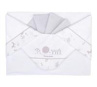 Andy & Helen Set of 3 Embroidered Top Sheet + Bottom Sheet with Elastic Bands and Pillowcase. Suitable for Cots, Carrycot and Pram, Grey